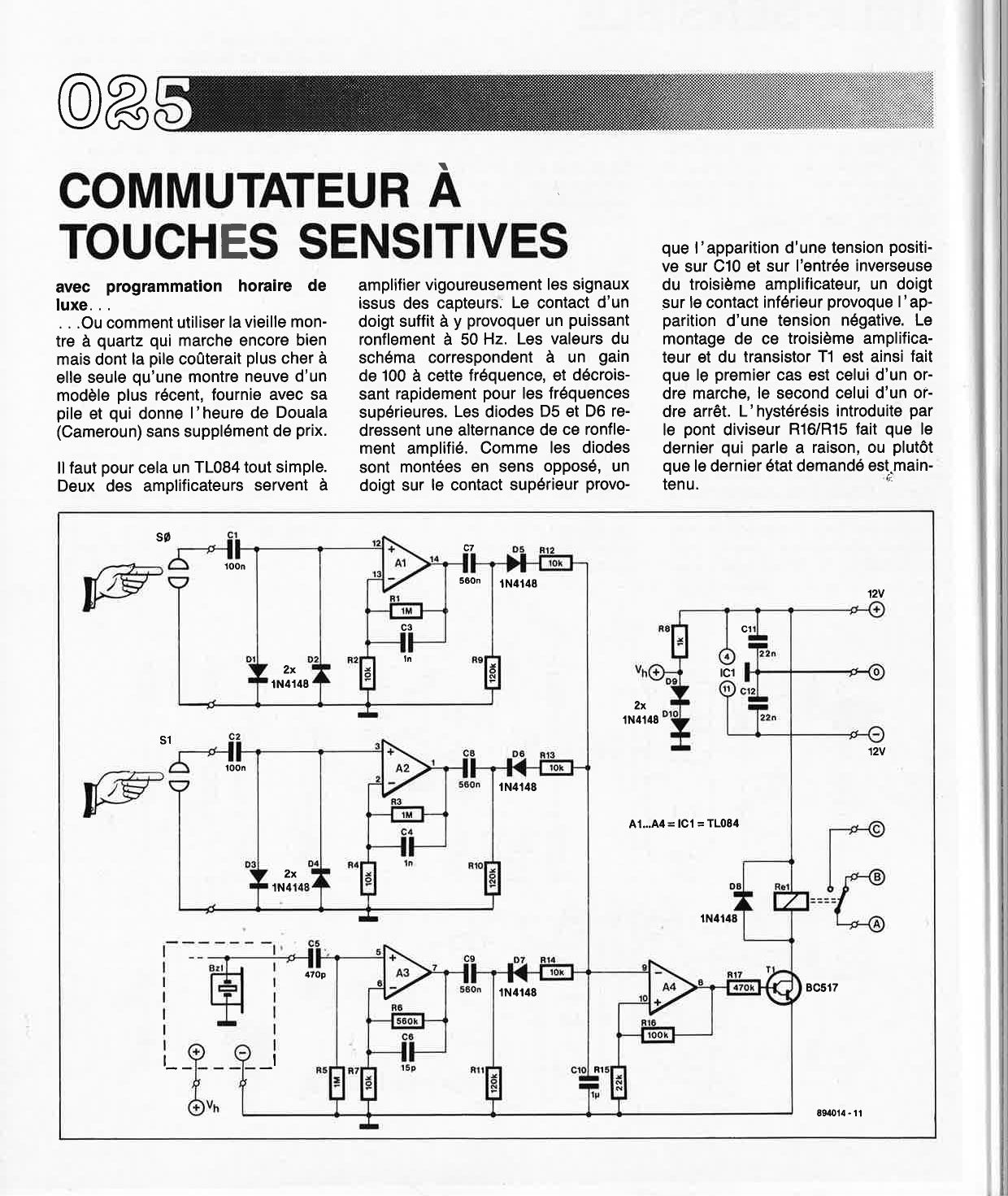 COMMUTATEUR À TOUCHES SENSITIVES