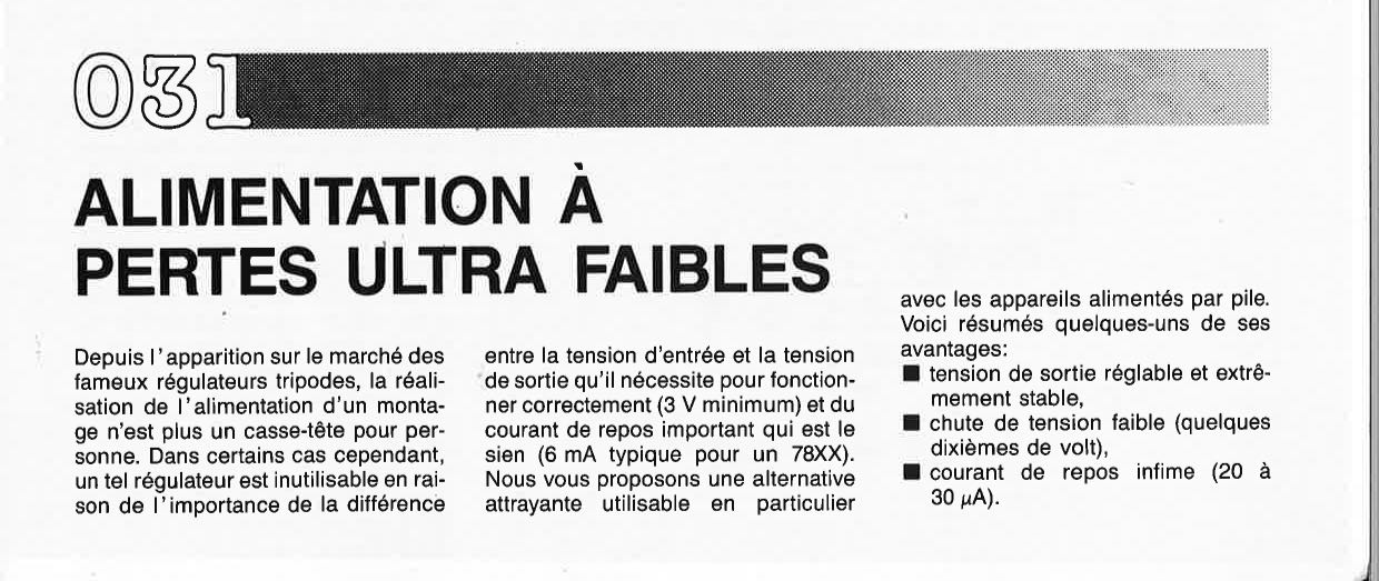 ALIMENTATION A PERTES ULTRA FAIBLES