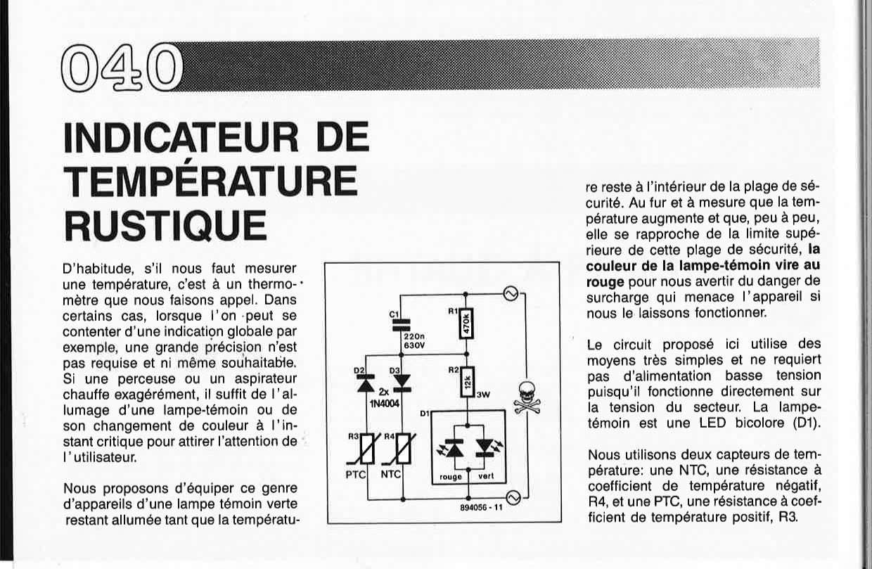 INDICATEUR DE , TEMPERATURE RUSTIQUE