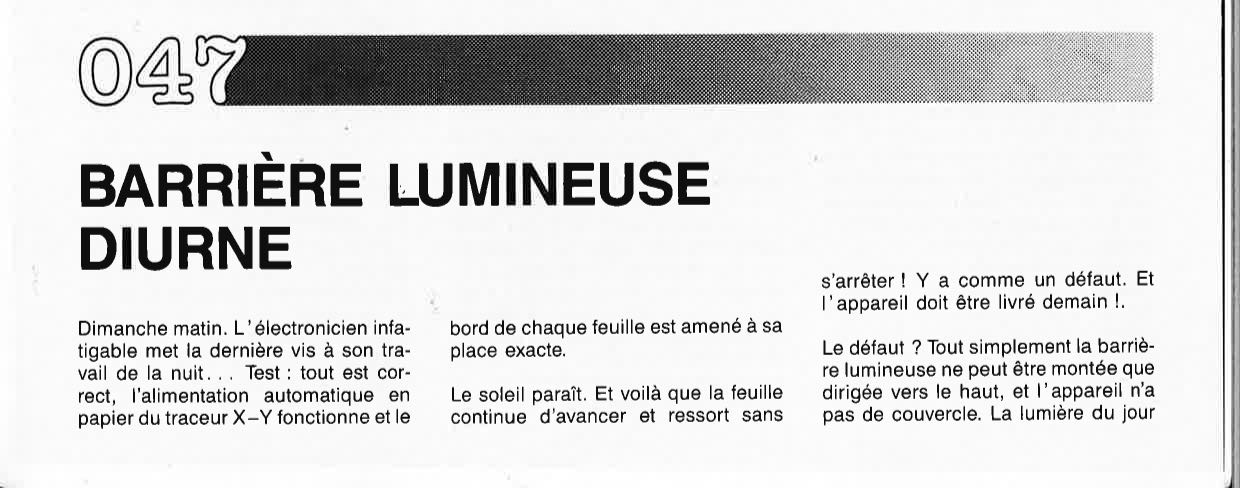 BARRIÈRE LUMINEUSE DIURNE