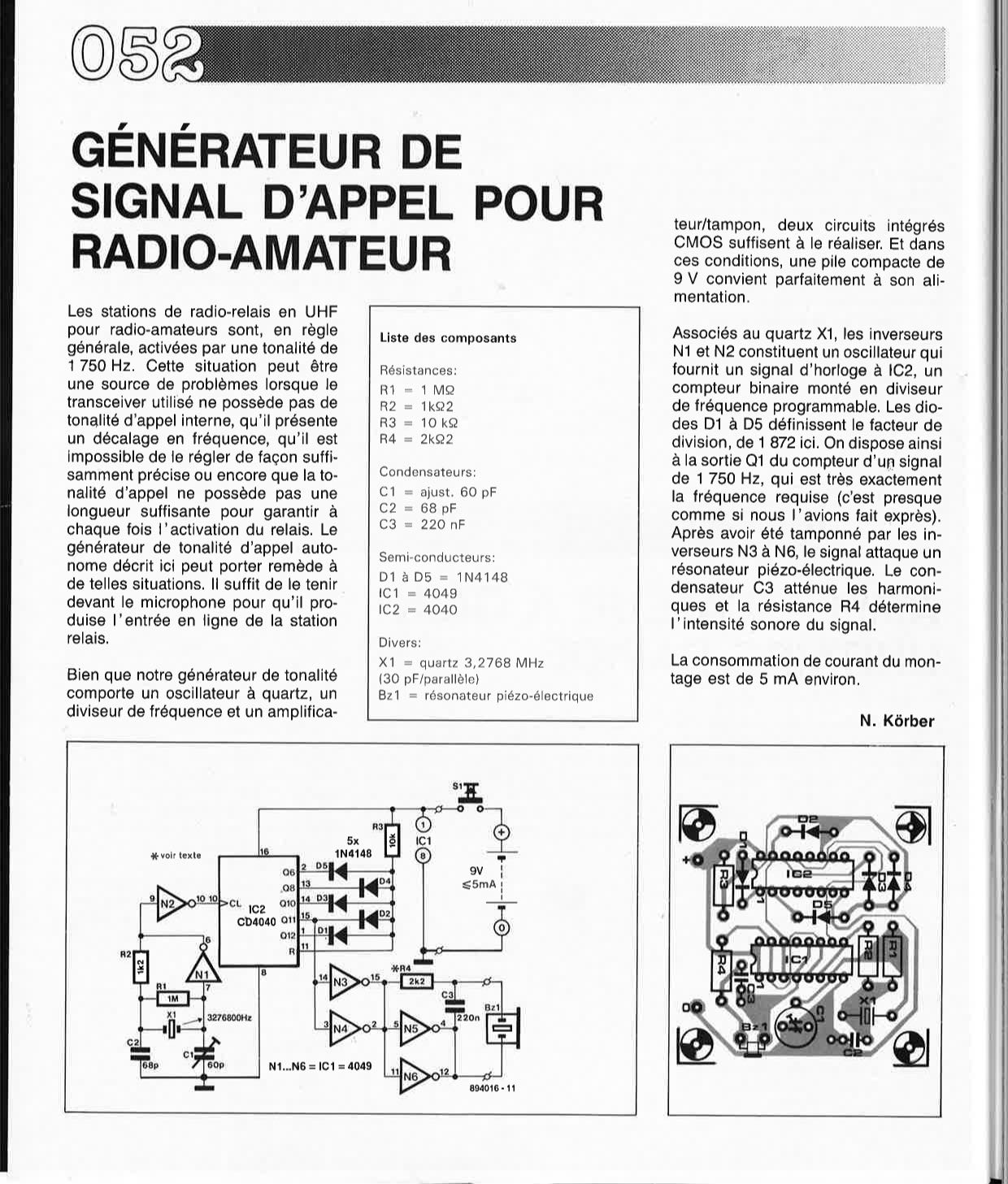 GÉNÉRATEUR DE SIGNAL D`APPEL POUR RADIO-AMATEUR