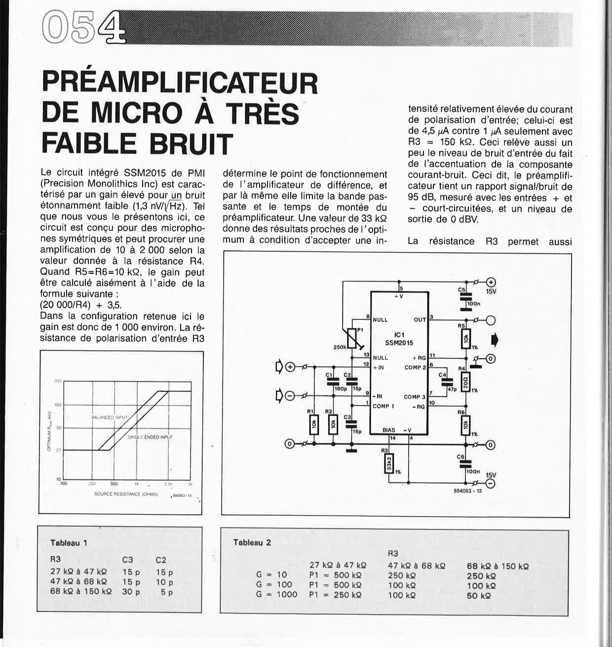 PREAMPLIFICATEUR DE MICRO À TRÈS FAIBLE BRUI