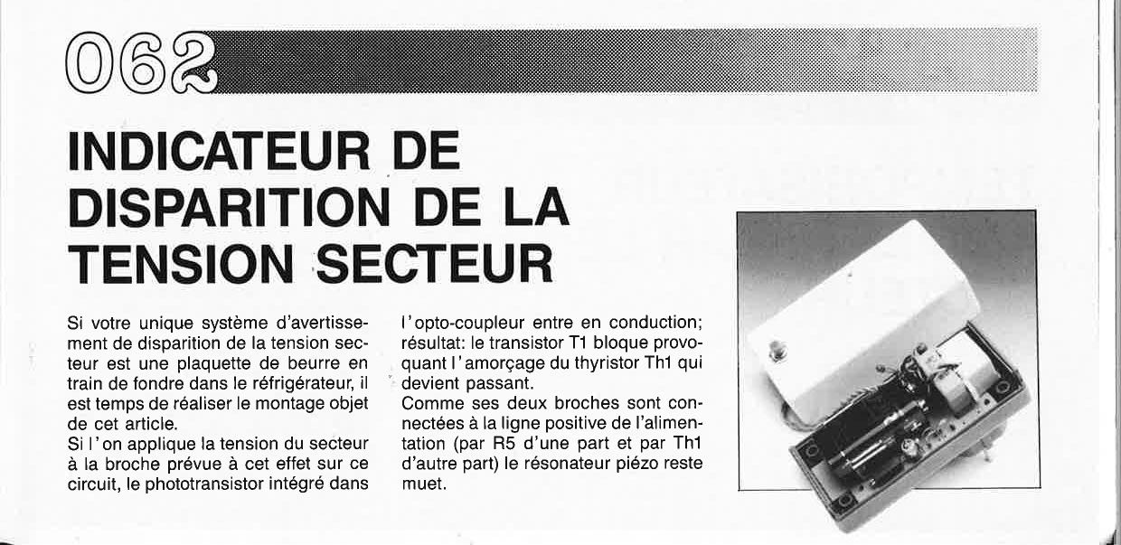 INDICATEUR DE DISPARITION DE LA TENSION :SECTEUR