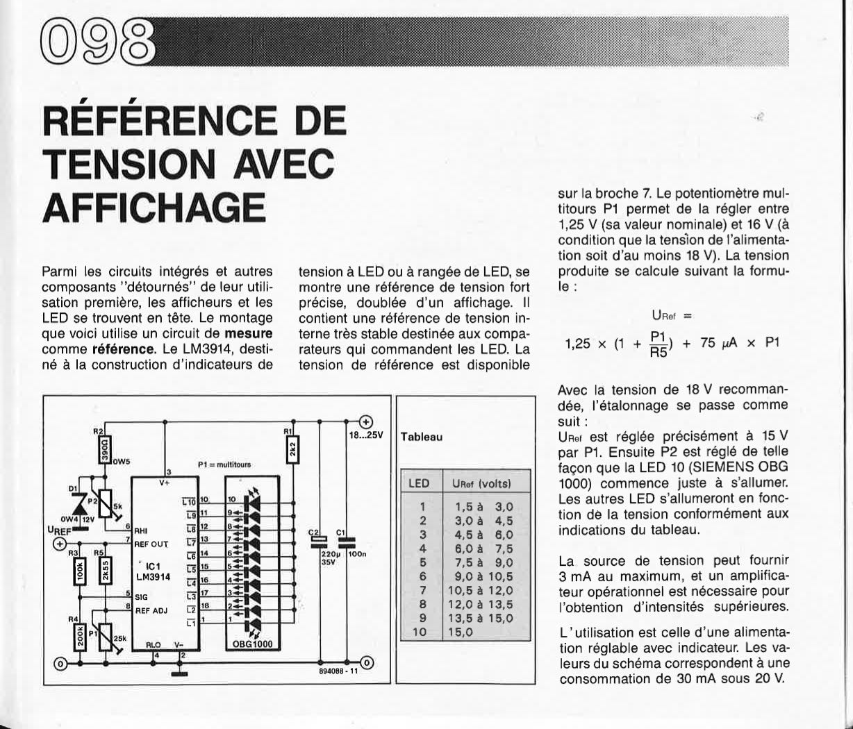 RÉFÉRENCE DE TENSION AVEC AFFICHAGE