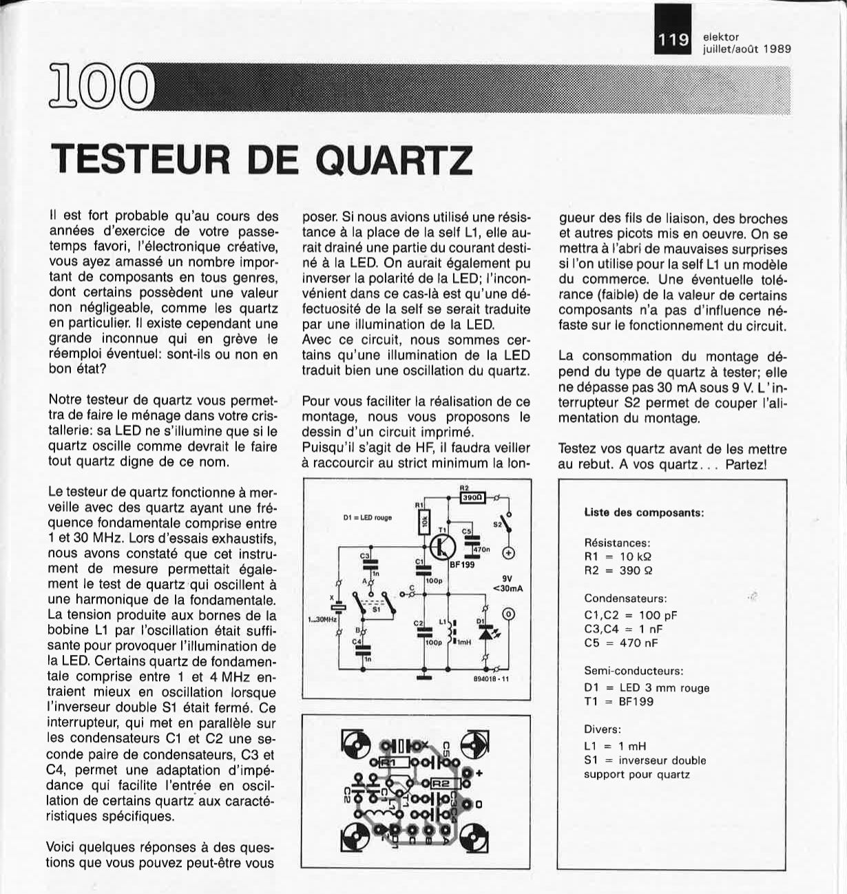 TESTEUR DE QUARTZ