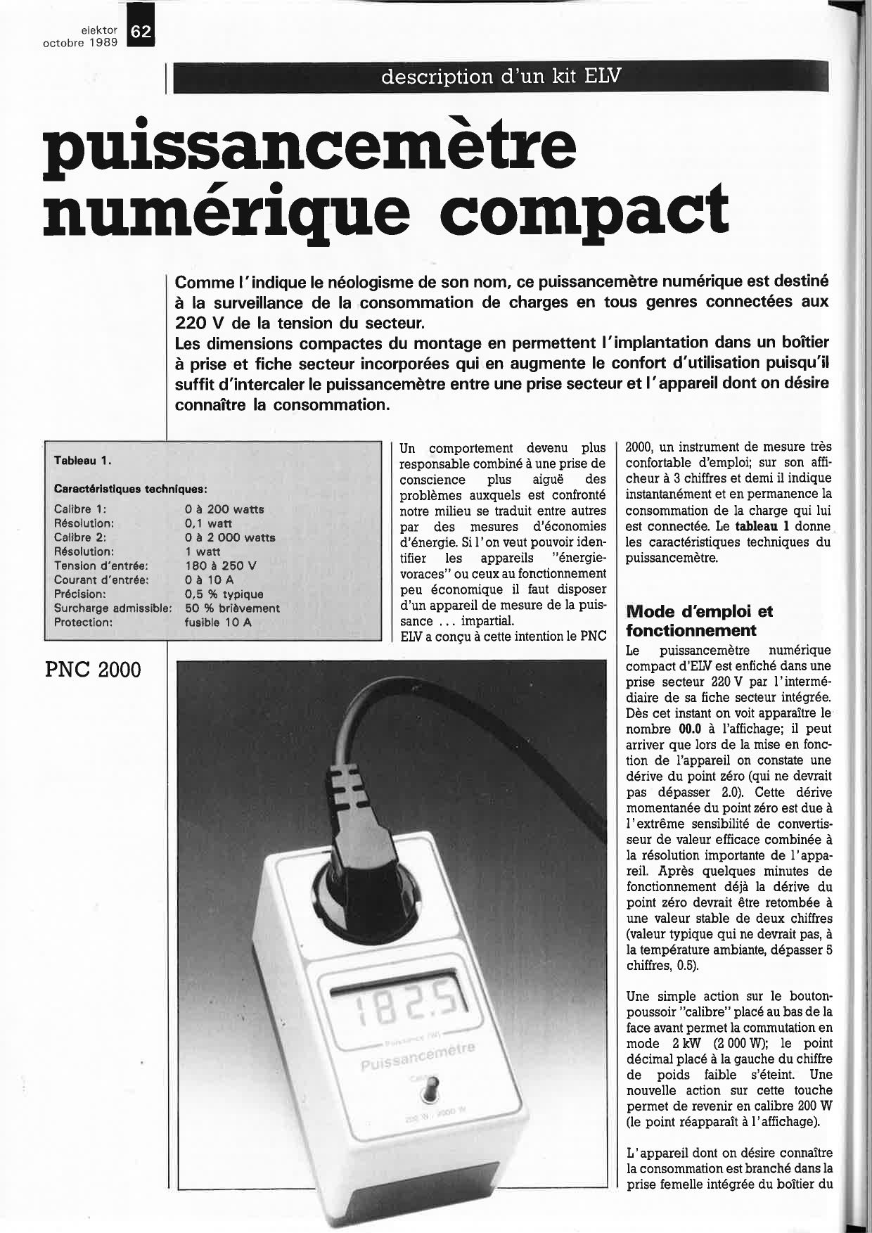 puissance mètre numérique compact