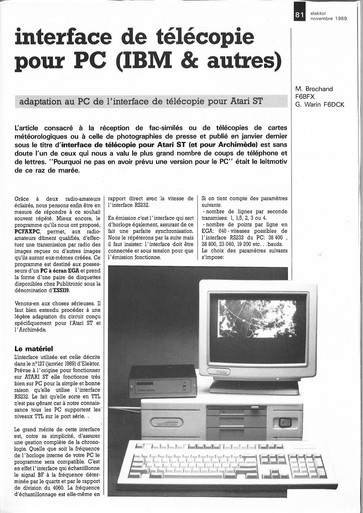interface de télécopie pour PC (IBM & autres)
