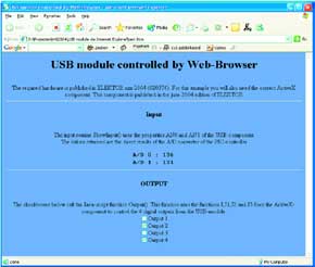 Pilotage de la centrale USB via HTML