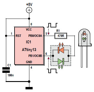 AVR et 8051 pilotent des LED bicolores