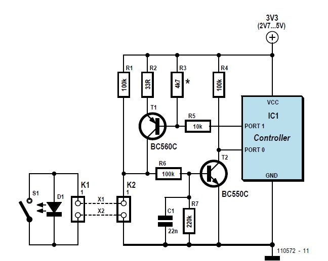 1 bouton + 1 LED = 2 fils seulement